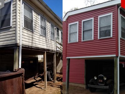 Before and After Garage Siding